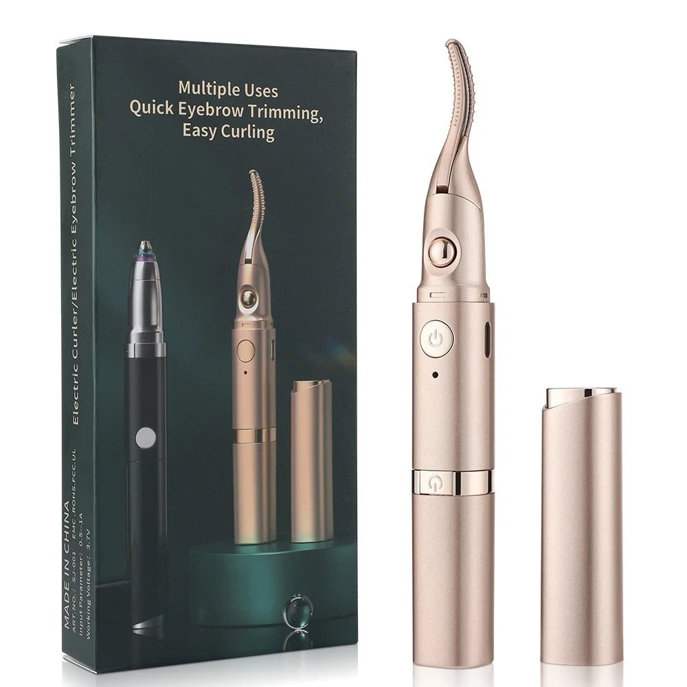 2-IN-1 Eyelash Curler USB Rechargeable Heated Eyelash Curling Clip Mascara Help Lifting Of Eyelash Eyebrow Trimmer Hair Shaver